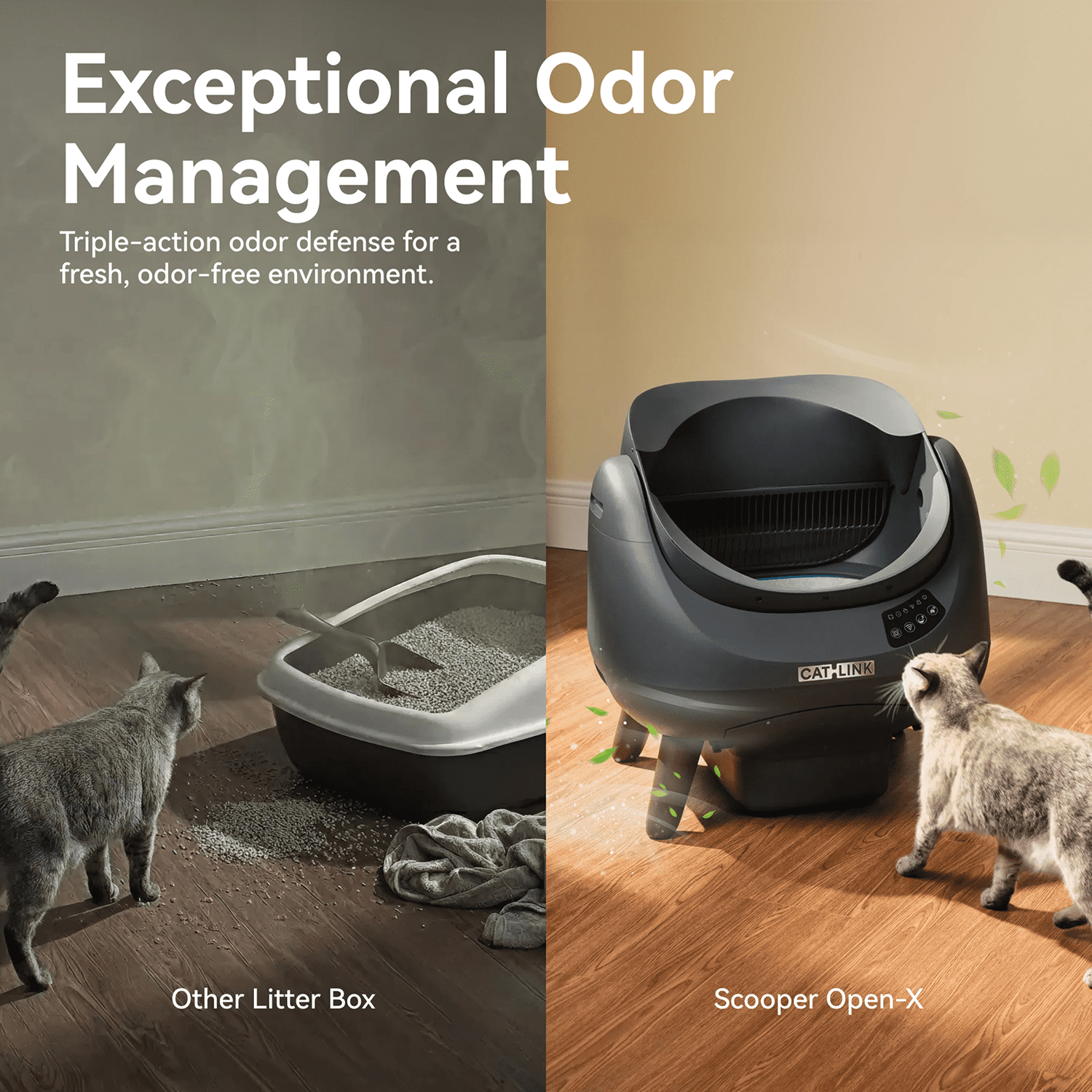 CATLINK Extra Large Automatic Self-Cleaning Cat Litter Box with Waste Bags, 5GHz & 2.4GHz Wifi Connect, Single Cat Best Choice, Grey