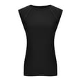 thumbnail image 4 of Aobny Going Out Casual Women's Tank Tops Basic Black Cotton Tops Crew Neck Ribbed Muscle Ladys T-shirts, 4 of 8