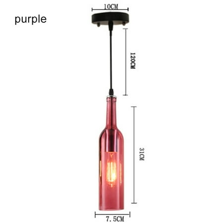 

Pinshui Vintage Industrial Colored Glass Pendant Light Wine Bottle Chandelier for Cafe Loft Restaurant New