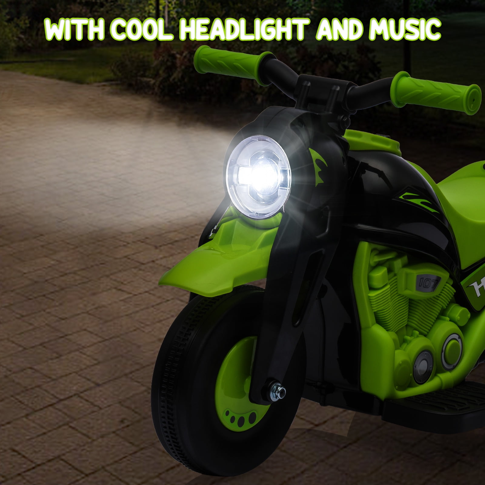 EastVita Kids Motorcycle with Bubble Function 6V 22W Battery Powered Ride on Motorbike Toy 3 Wheels Electric Car for Kids 3+ Boys Girls Green