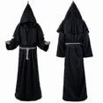 thumbnail image 2 of Renaissance Monk Clergy Friar Costume Religious Saint Gown Robe Men Priest Hood Cowl Unisex Adult Halloween Cloak Cosplay Outfit, 2 of 5