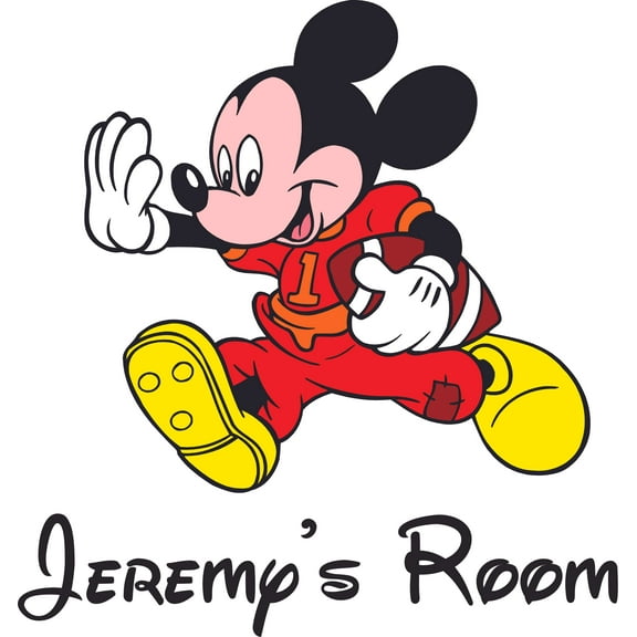 Playing Football Decal Childrens Wall Decal - Custom Vinyl Wall Art - Personalized Name - Baby Girls Boys Kids - Nursery Wall Decal Room Decals Wall Stickers Decorations Size (40x40 inch)