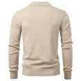 thumbnail image 3 of Kakii Mens Knit Polo Sweater Long Sleeve Textured Casual Collared Button Sweater Ribbed Lightweight, 3 of 8