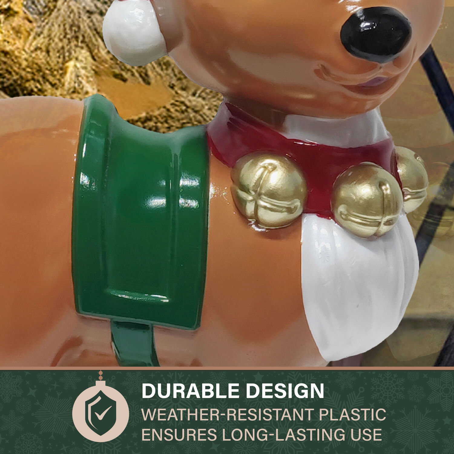 Fraser Hill Farm 28” Reindeer with Santa Hat Christmas Blow Mold, FFBM-1RND-MLT