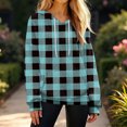 thumbnail image 4 of WTOBBY Women's Fashion Casual Plaid Print Pullover Long-Sleeve Hooded Sweatshirt, Trendy Loose Fit for Casual Outfits and Fall Season Daily Wear,Sky Blue XL, 4 of 4
