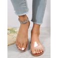 thumbnail image 2 of Women Clear Strap Slide Sandals Minimalist Rhinestone Flat Shoes, 2 of 4