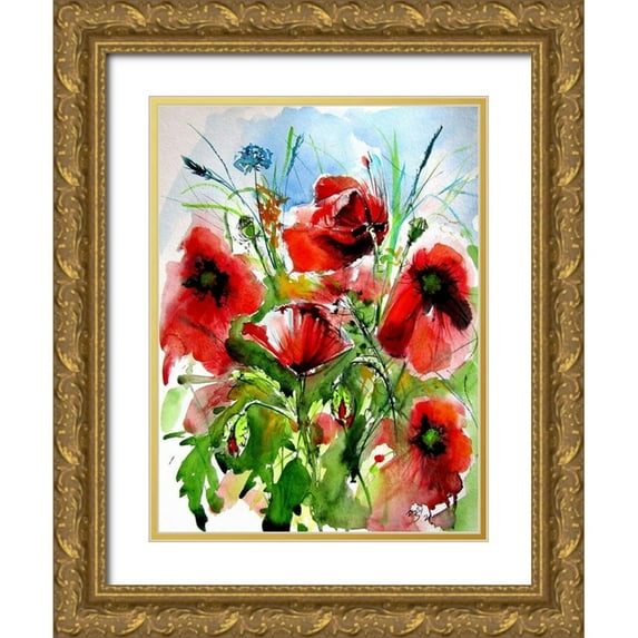 Kovacs, Anna Brigite 19x24 Gold Ornate Wood Framed with Double Matting Museum Art Print Titled - Red Poppies