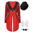 thumbnail image 1 of YiZYiF Womens Circus Ringleader Costume Swallow-tailed Coat Jacket Outfits Magician Cosplay Costume Red L, 1 of 7