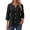 #0028-Black, variant on Women's Casual Blouses 3/4 Sleeve Notch Neck Single Row Button Front Blouses Bohemian Style Lightweight Breathable Elastic Waist Shirts Gift