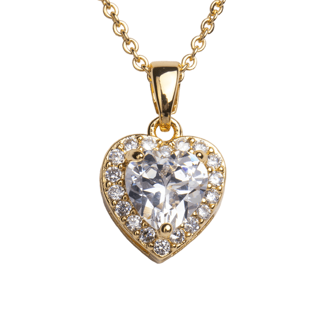 Collar para Mujer de Corazón LuckyLy, Cristal y Zirconia Cúbica, Modelo Adora dorado UNITALLA