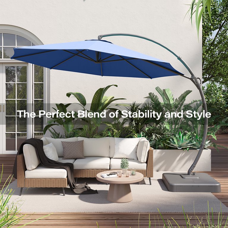 Lausaint Home 11FT Patio Umbrella with Base, Outdoor Curvy Cantilever, UV Resistant Polyester, Large Market - Walmart.com Lausaint Home 11FT Patio Umbrella with Base, Outdoor Curvy Cantilever, UV Resistant Polyester, Large Market - Walmart.com