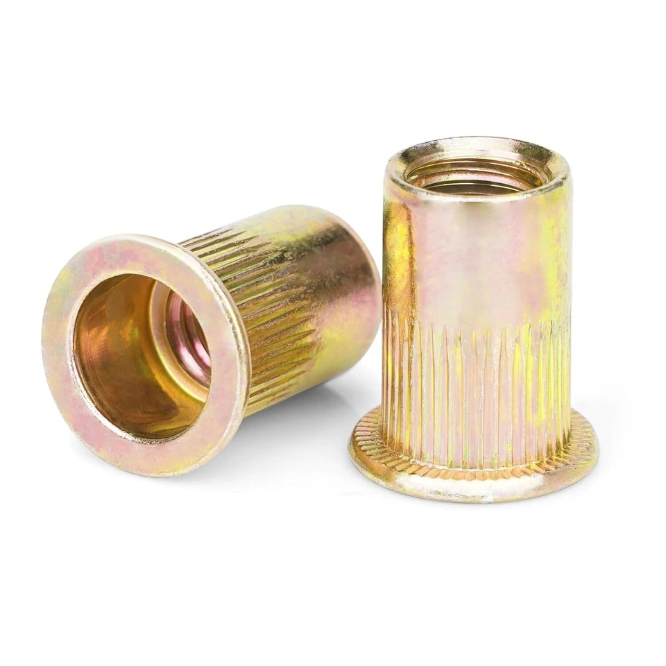 CIRCLE- Rivet Nuts, 100 Pieces 1/4"-20, Rivet Nut, Carbon Steel Flat Head Rivnut Threade