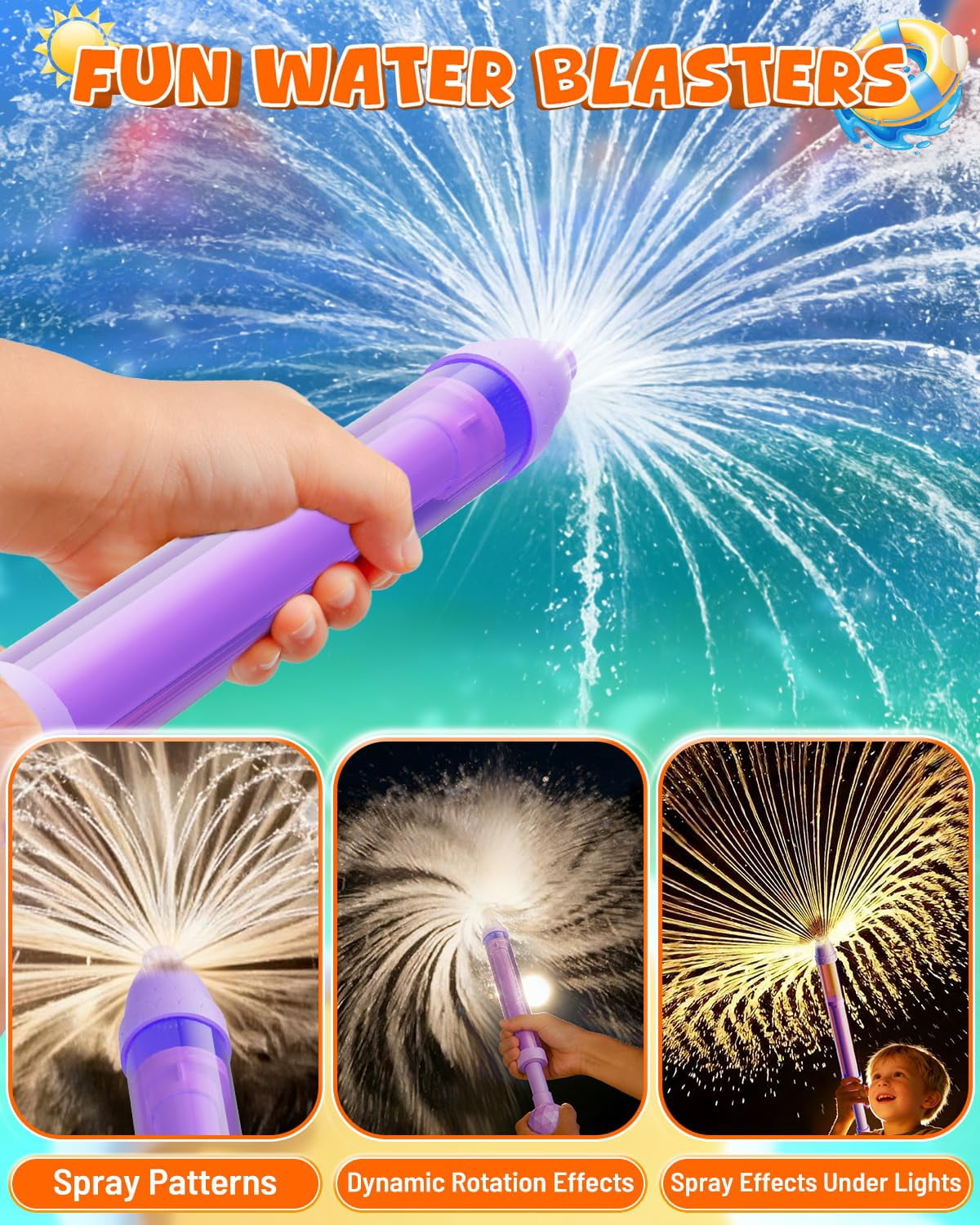 4 Pack Sparkle Burst Water Blasters, For Pool, Beach, Backyard Outdoor Play Ages 4-12
