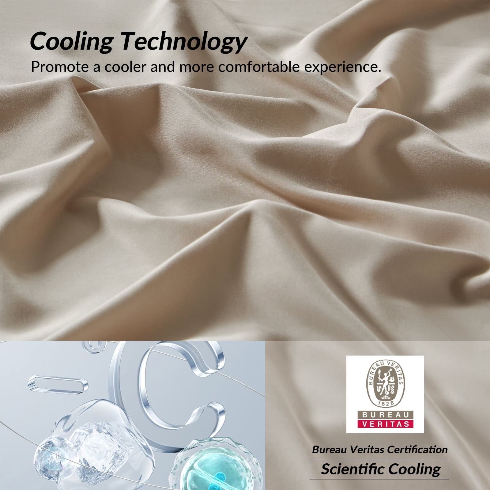 4 Pcs Cooling Bed Sheets Set with 16" Deep Pocket, Luxury Soft Queen Sheets, Ivory