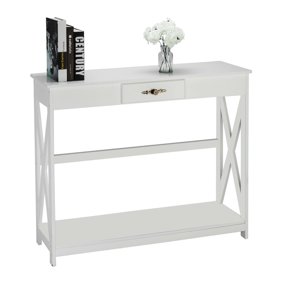 Ktaxon White Console Table Sofa Table With Drawer And Shelf Slim