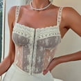 thumbnail image 2 of Tuosodrolic Corset Bustier for Women Renaissance Corsetss Front Closure Bodice Spaghetti Strap Crop Tops Embroidered Corset Tops, 2 of 6