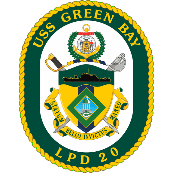 USS Green Bay LPD-20 Badge Sticker Decal San Antonio Class Amphibious transport dock Car Sticker Bumper Sticker for Car Emblem - 4 inch