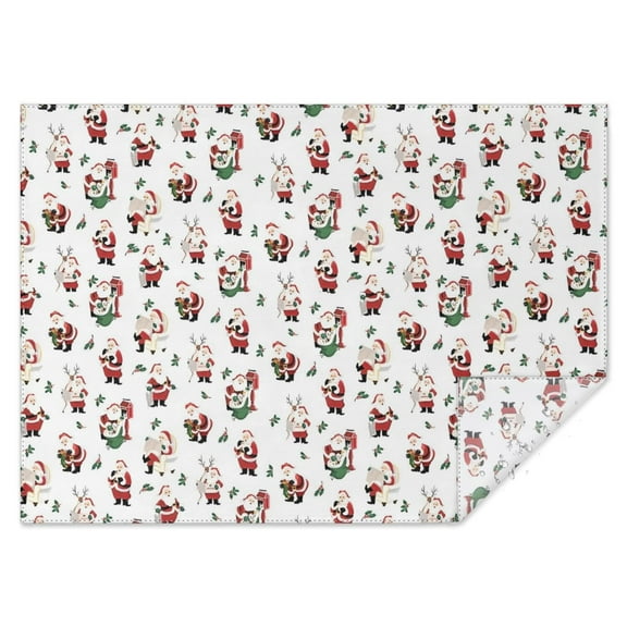 White Christmas Santa Pattern Rectangle Tablecloth 60"x84",Waterproof Polyester Rectangle Table Cloth, Wipeable Spillproof Polyester Tablecloth for Dining, Camping, Indoor and Outdoor