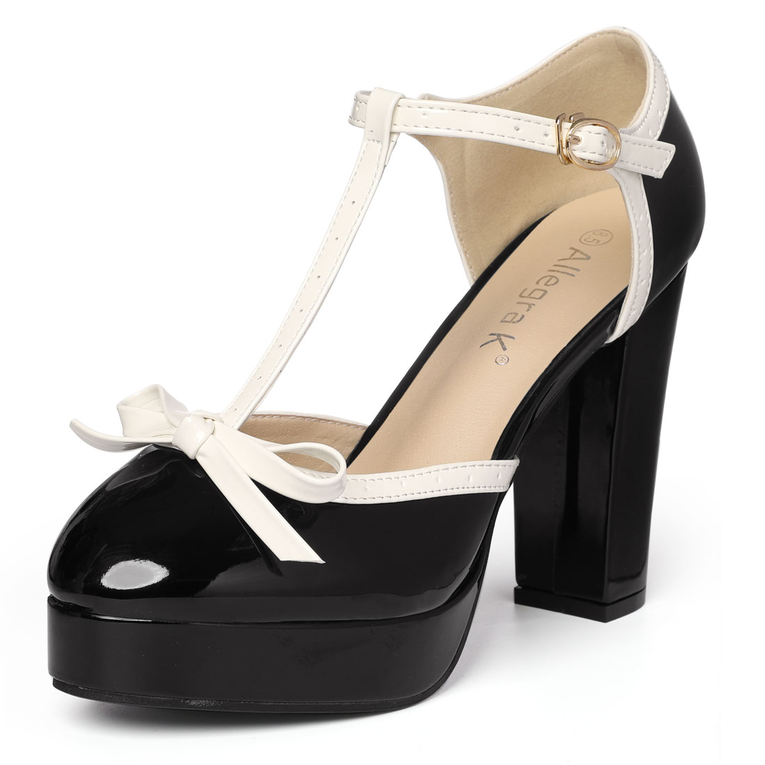 black t strap platform heels