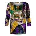 thumbnail image 5 of XMHJSMD 2024 Mardi Shirt for Women Carnival Themed Outfit Party Graphic 3/4 Sleeve Tunic Tops Crewneck Blouse Tshirt Women's Plus Size Tops (Hot Pink,Xxxxl), 5 of 5