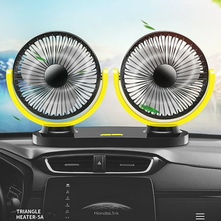 

ZZkhGo Fan for Car Universal Double-headed Vehicle Fan Car Big Wind Electric Fan USB Office Home Universal Small Fan 3-speed Adjustment 360° Wind Direction Adjustment Electric Fans for Home