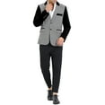thumbnail image 2 of INSPIRE CHIC Men's Plaid Pattern Blazer Slim Fit Casual Sports Coat S Black White, 2 of 7