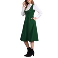 thumbnail image 4 of INSPIRE CHIC Vintage Pinafore Dress for Women's Lace Trim Button Overalls Midi Dress with Pockets S Dark Green, 4 of 5