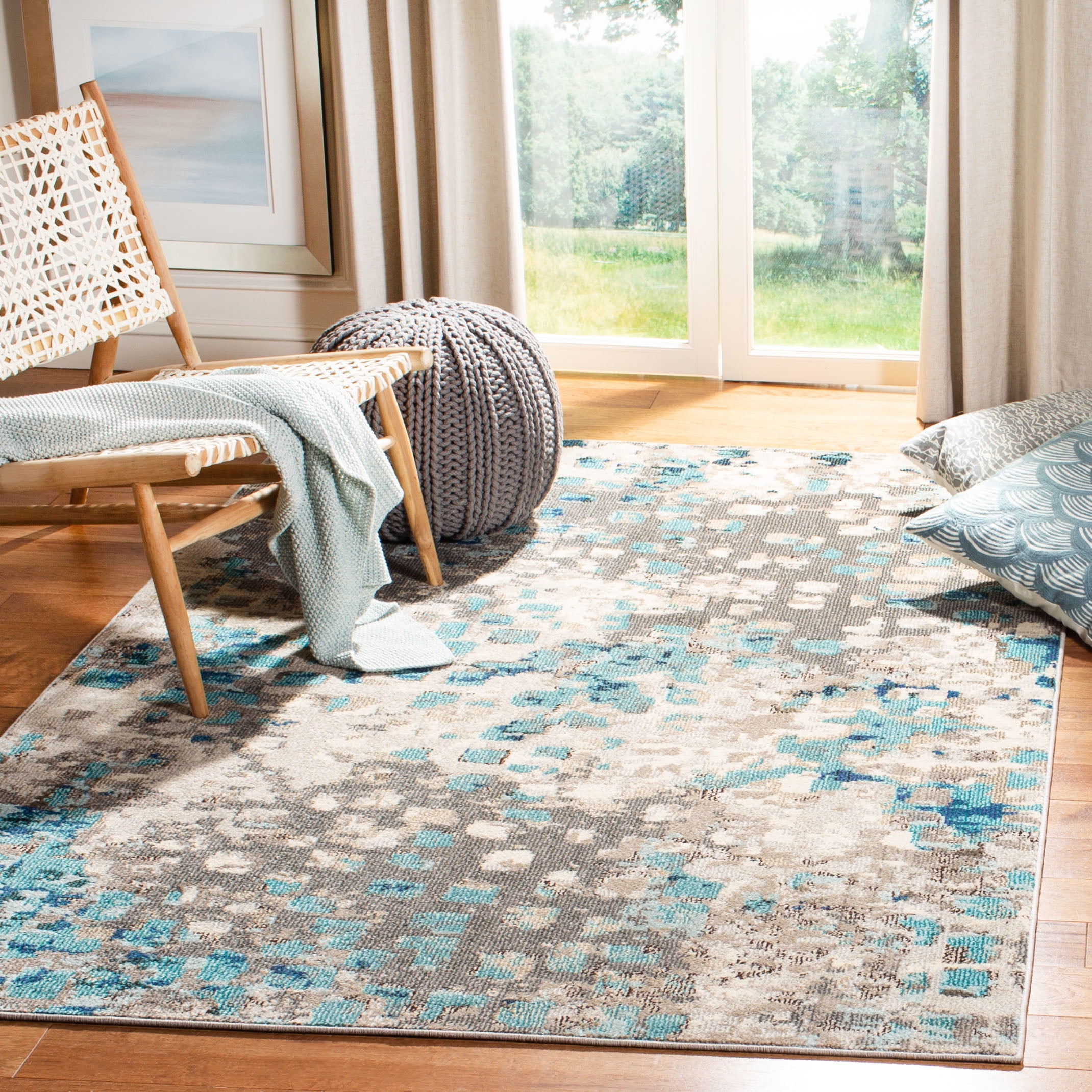 Safavieh Madison Candelario Abstract Area Rug, Grey/Blue, 4'x4' Square