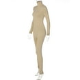 thumbnail image 4 of TiaoBug Women Long Sleeves Yoga Bodysuit High Collar Stretchy Jumpsuit Sport Yoga Workout Leotard Champagne L, 4 of 6