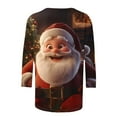 thumbnail image 5 of Ounisa Christmas Shirts for Women Funny Snowflake Elkhorn Santa Claus Plus Size 3/4 Sleeve Tops Cute Crewneck Vacation Christmas Tree Shirt, 5 of 5