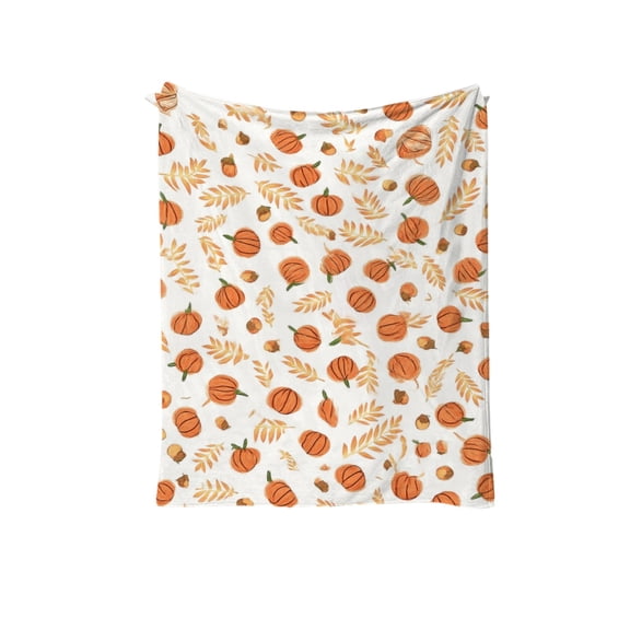 Luoshdecor Fall Pumpkin Plush Blanket, Thanksgiving Decorations Farmhouse Style for Harvest Party,Seasonal Gift and Home Decor 39x27.6Inch