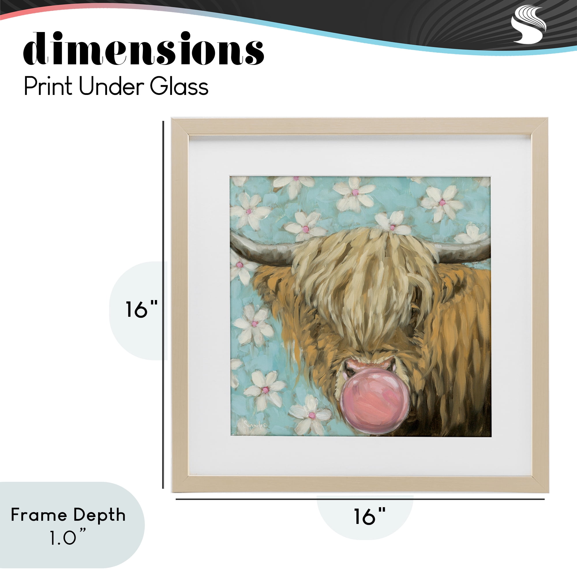 Stupell Industries Bubblegum Sweetie Cattle Birch Framed Print Under Glass, design by Sara G. Designs