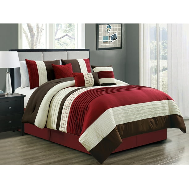 11Pc Yuma Diamond Stripe Southwest Embroidery Pleated Comforter