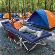 MOPHOTO 75 Adult Camping Cot Folding Cot, Portable Heavy Duty Sleeping Bed with 4D Pillow and Mattress, Outdoor Patio Folding Lounge Chair for Sunbathing