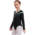 thumbnail image 2 of iiniim Girls One Piece Sequins Rhinestone Long Sleeve Leotards Athletics Gym Dance Unitard Bodysuit Light Green 8, 2 of 7
