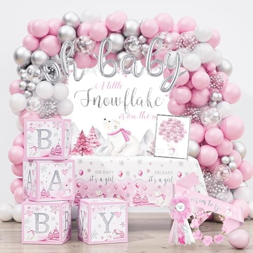 Little Snowflake Baby Shower Decor: Pink (winter theme), 230 – Home Decor, Kitchen, & Other