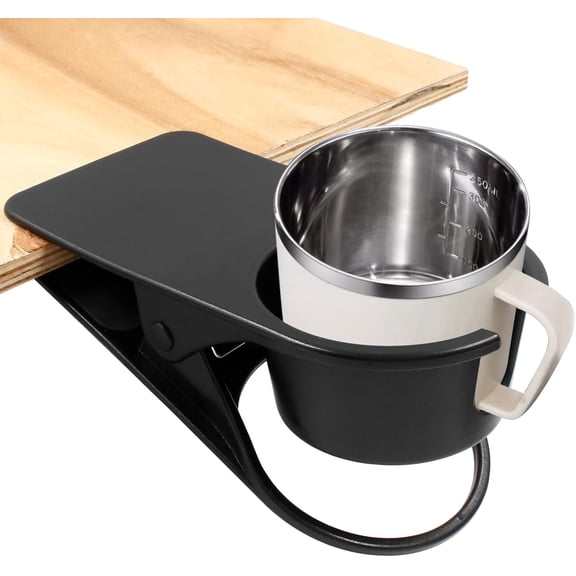 Drinking Cup Holder Clip, Desk Drink Holder Clip Adirondack Chair Cup Holder with Clip Cup Clip Holder for Water Drink Beverage Soda Coffee Mug(Black)