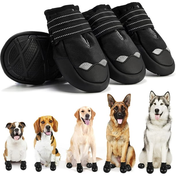 Waterproof Dog Boots, Dog Shoes with Reflective Rugged AntiSlip Sole and SkidProof for Outdoor