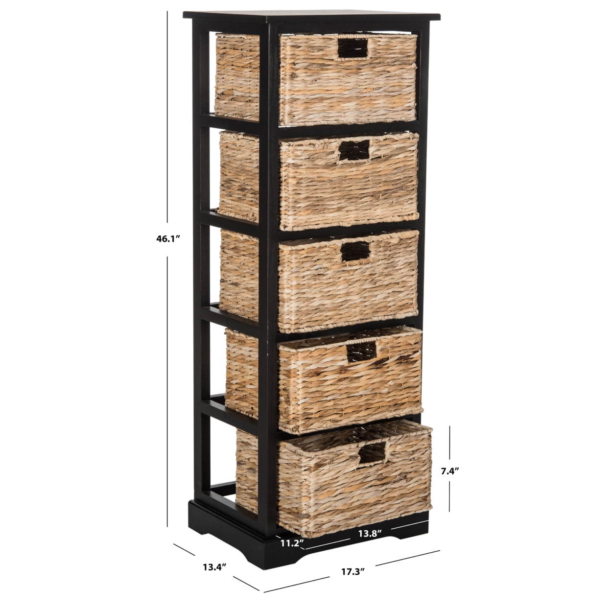 Safavieh Vedette Nautical Sold All Occasion Storage Bedroom Storage Baskets, Black