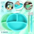 thumbnail image 4 of Silicone Suction Plate for Baby - 100% Food Grade Silicone Divided Plate | Toddler Self Feeding Training Suction Plate Set | BPA-Free, Microwave & Dishwasher Safe Stay Put Plates (Blue & Light Green), 4 of 4