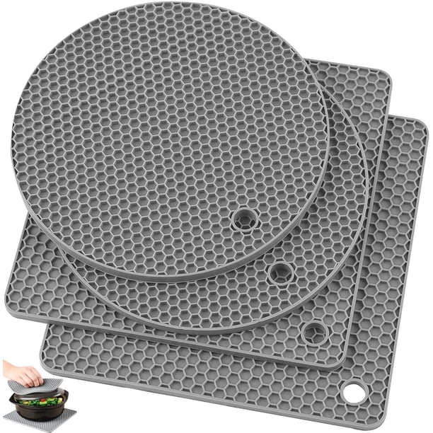 Alfombrilla de silicona para ollas, agarraderas de silicona para sartenes calientes y almohadillas para ollas. Tapetes resistentes al calor para mesas, manteles individuales, paquete de 4, c