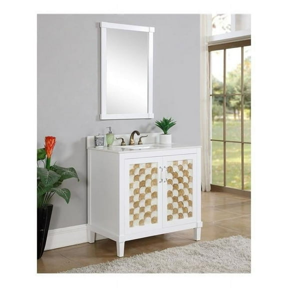 Infurniture WB3636 36 in. Seashell Panel Single Sink Bathroom Vanity