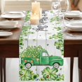 thumbnail image 3 of Table Runners 70 Inches Long Dress Scarves, St. Patrick's Day Farmhouse Coffee/Dining/Kitchen Table Decor, Holiday Table Runner, Green Shamrocks Truck Farmhouse Wood 13x70 Inch, 3 of 9