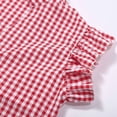 thumbnail image 5 of ClodeEU Women's Plaid Tops, Casual Frill V Neck Half Button Shirt, Small Fly Sleeve Short Sleeved Top Red,Womens Plus XXXL, 5 of 8