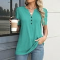 thumbnail image 5 of bnaln Womens Tops V Neck Button Down Shirts Summer Short Sleeve Casual T-Shirts Dressy Tunic Blouse Fashion Loose Fit Tees Blouses Baggy Comfy Pullover Basic Tshirt Trendy Clothes, 5 of 8