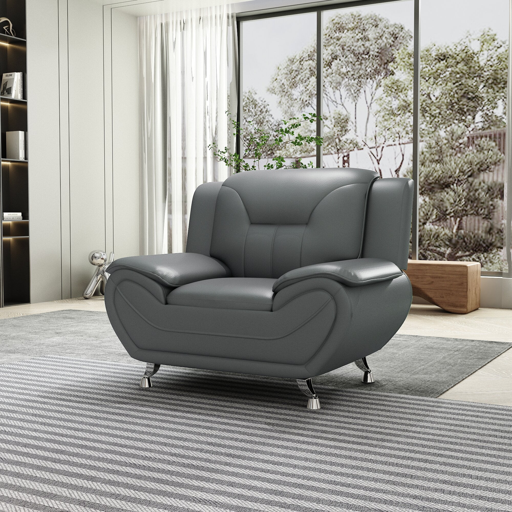 Sanuel 47.3" Wide Faux Leather Club Chair
