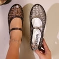 thumbnail image 2 of Jinhomg Jelly Shoes for Women Comfortable Slip On Pointed Toe Womens Casual Jelly Flats Adjustable Buckle Strap Waterproof Sandals Black,37, 2 of 7