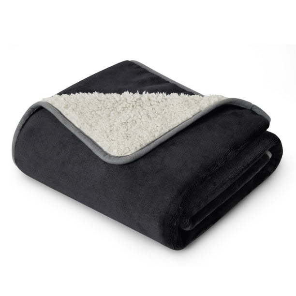 Manta Impermeable Bedsure para Cama Sherpa Fleece King Negra