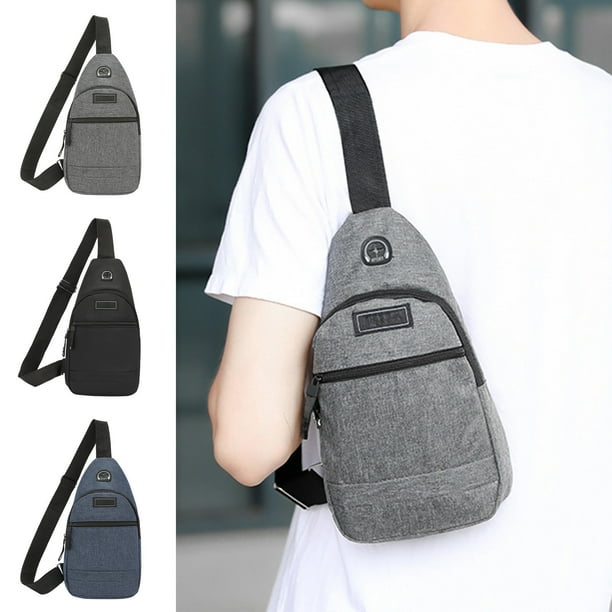 Riñonera Negra de Moda para Hombre | Bandolera de Gran Capacidad | Tela Plástica Resistente | Ligera y Cómoda | Múltiples Compartimentos | Ideal para Viajes y Uso Diario | 31 X 16 X 6 Cm | 140 G | Dc