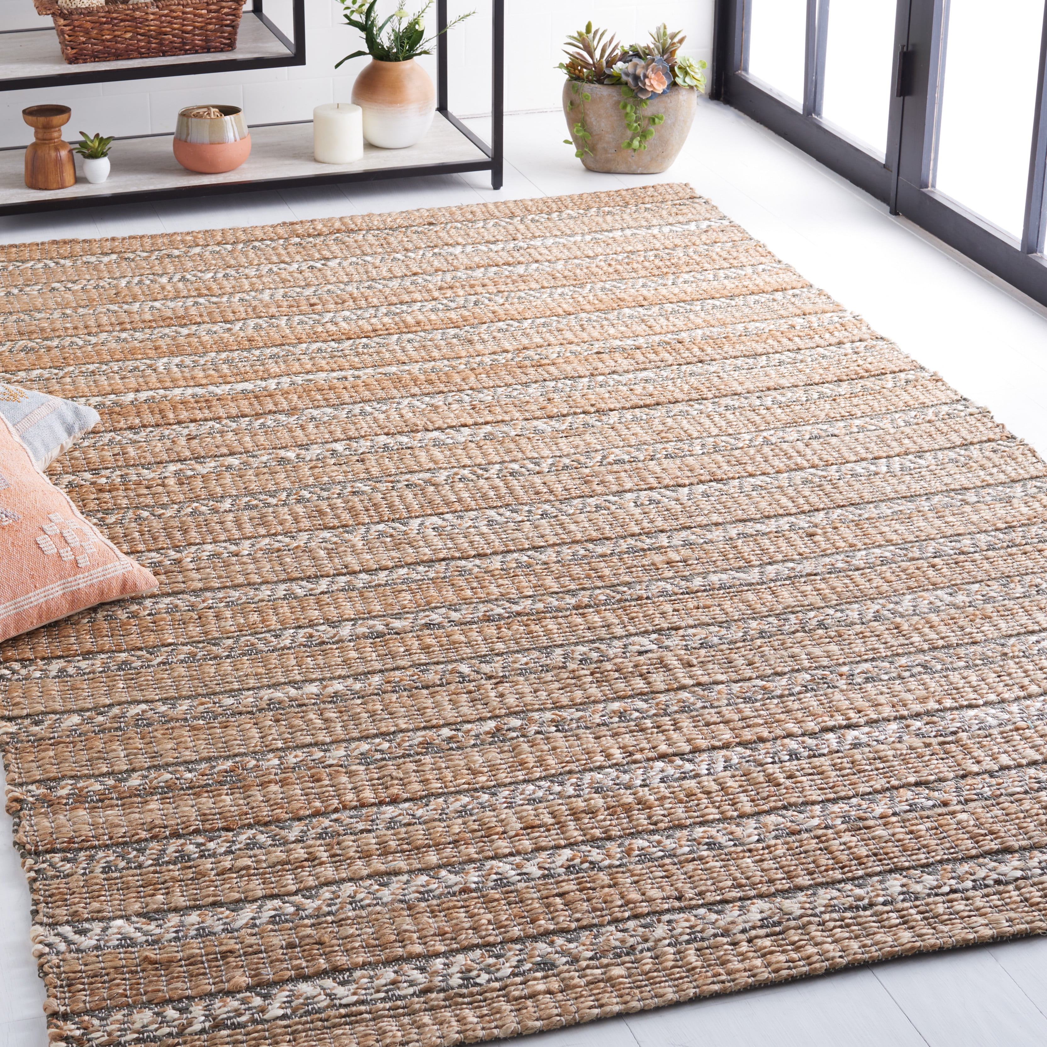 SAFAVIEH Natural Fiber Jack Striped Area Rug, Olive/Natural, 6' x 9'